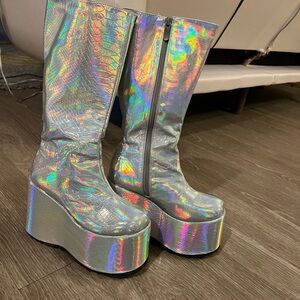 Ellie Shoes Iridescent Platform Boots